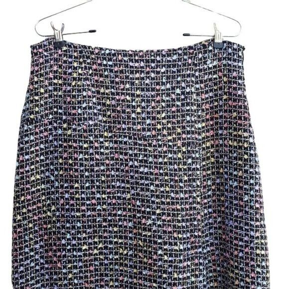 90's Carlucci Embroidery Plaid Pastel Rainbow Tweed Frayed Hem Wrap Skirt Sz 10 - Picture 5 of 11